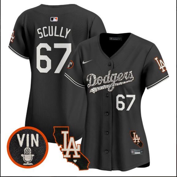 Women Los Angeles Dodgers #67 Scully 2025 black Limited Stitched Jersey->women mlb jersey->Women Jersey